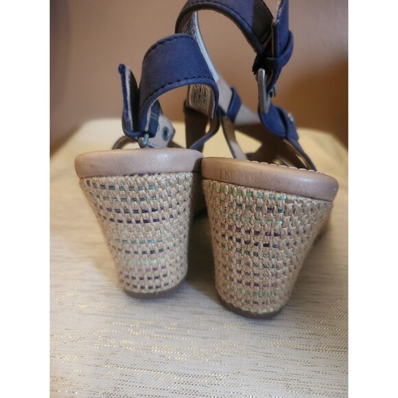 UGG Gaiana Espadrilles Wedge Strappy Leather Sandals Blue Size 9 F30012L - Picture 4 of 6
